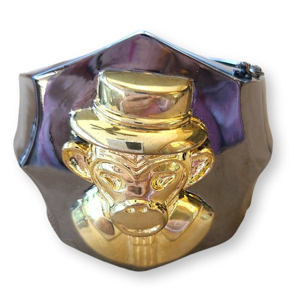 Rare Amedeo NYC Top Hat 'Signor Monkey' Hinged Cuff Bracelet - Picture 3 of 6